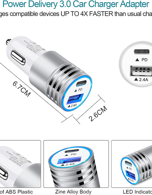 Load image into Gallery viewer, USB C Car Charger Fast Charging C Cord for Samsung Galaxy A17 A16 5G S24 S23 A15 A14 A25 S22 S21 Ultra/S21+/S20 Fe/Note 20 S10E S9 A71 A72 A52 A32,Iphone 16 Pro Max 15,30W Phone Automobile Adapter
