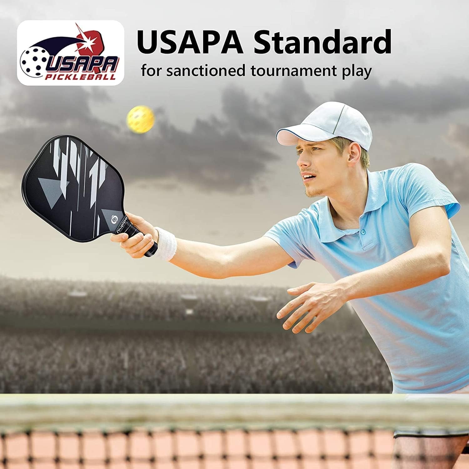 Pickleball Paddles, Lightweight Pickleball Rackets W/Fiberglass Surface, Pickleball Set with 4 Pickleball Balls and 1 Bag